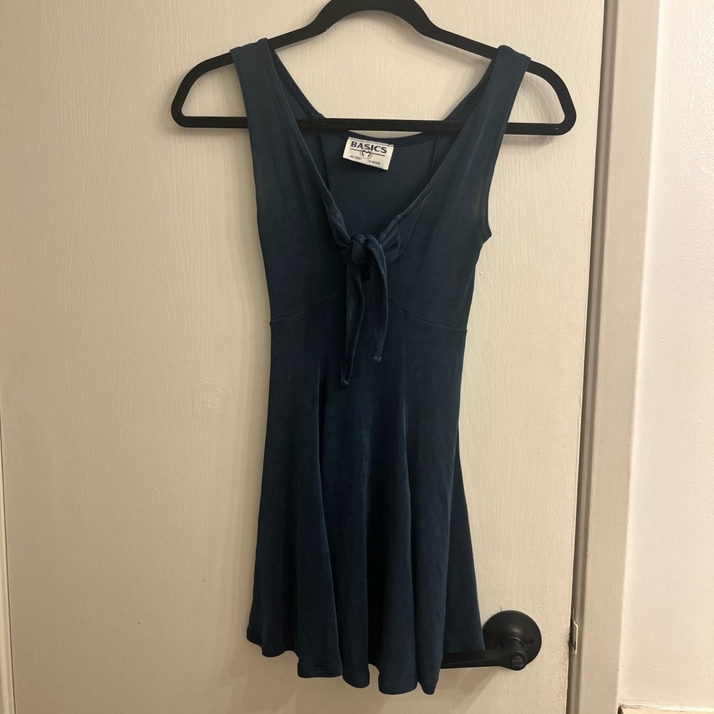 Blue sleeveless dress/top with front tie